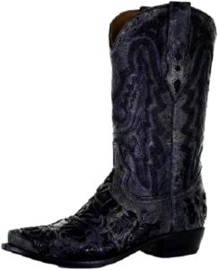 Мужские сандалии CORRAL с черной вставкой из кожи аллигатора и вышивкой, с заостренным носком, кожаные с резиновой подошвой, вестерн, модель A4116 Corral Boots, черный