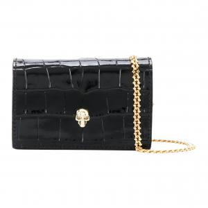 Alexander McQueen Кожаный кардхолдер с крокодиловым принтом