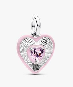 Шарм Pandora Radiating Pink Heart Medallion, серебро/розовый