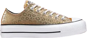 Кроссовки Converse Wmns Chuck Taylor All Star Platform Low Authentic Glam - Gold Leopard, золотой