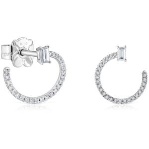 Серьги Tous Medium Short Hoop In White Gold With Diamonds Les Classiques, белое золото