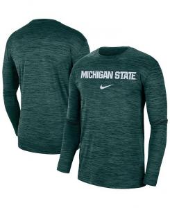 Мужская зеленая футболка с длинным рукавом Michigan State Spartans Team Velocity Performance Nike, зеленый