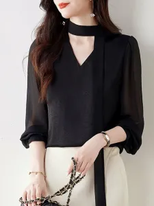 Блузка с бантом, женская Doux Belle, цвет Black