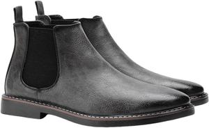 Мужские кожаные ботинки-чукка до щиколотки, повседневные, удобные, классические, на застежке, формальные, вестерн, челси Zplmide, черный/серый