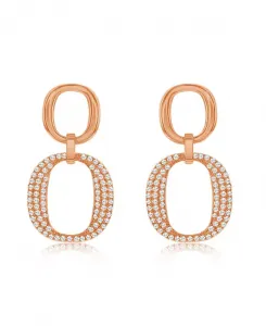 Серьги-Подвески овальной формы из стерлингового серебра с белыми кубическими цирконами от Suzy Levian Suzy Levian New York, pink