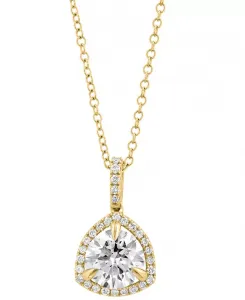Ожерелье с подвеской Effy Halo с выращенными в лаборатории бриллиантами (2-1/4 карата) из 14-каратного золота, 17 дюймов + удлинитель 1 дюйм Effy Collection, gold