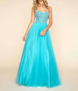 Бальное платье без бретелек бирюзового цвета Mac Duggal