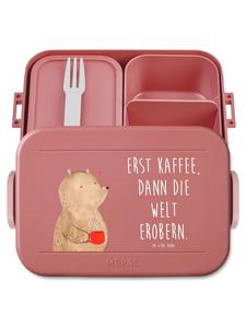 Mr. & Mrs. Panda Хлебница с изображением медведя, кофейного мотива и надписи, выполненная в пастельно-красных тонах