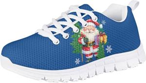 Кроссовки Forchrinse для мальчиков и девочек на Рождество, детские шнурованные теннисные кроссовки, легкие, дышащие, для ходьбы и бега, Santa Claus Print