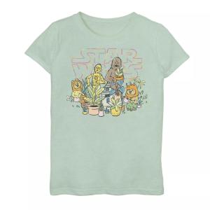 Футболка с рисунком «Звездные войны C-3PO и Чубакка» для девочек 7–16 лет Star Wars, светло-зеленый