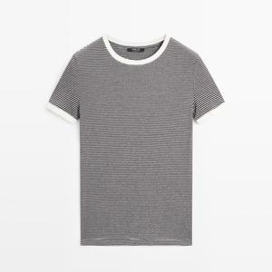 Футболка Massimo Dutti Short Sleeve With Contrast Detail, серый