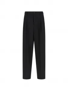 Брюки прямого кроя с двойными складками Magliano, черный