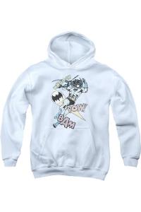 Батмен в стиле полутонов молодежная толстовка с капюшоном на молнии Gildan, белый