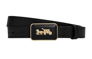 Кожаный ремень COACH унисекс с пряжкой, черный