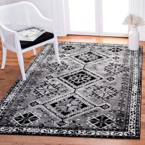 Ковер SAFAVIEH, 161 x 229 см, Vintage Hamadan Collection, Grey & Black, дизайн в восточном стиле с эффектом потертости, не линяет и прост в уходе, идеален для помещений с высокой проходимостью в гостиной, спальне (VTH293F)