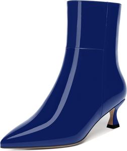 Женские ботильоны WAYDERNS с острым носком, на молнии, с низким каблуком-кошечкой 2 дюйма, для вечеринок и повседневной носки, Royal Blue