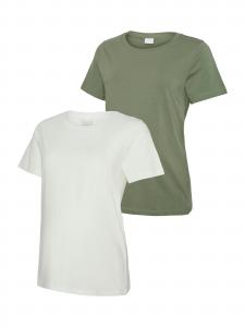 MAMALICIOUS Футболка 'MLMIA' в темно-зеленом и белом цветах