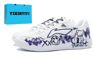 Лининг Понтун Бутс устойчивые к износу дышащие увеличивающие рост низкие скейтбордские туфли мужские синие белые