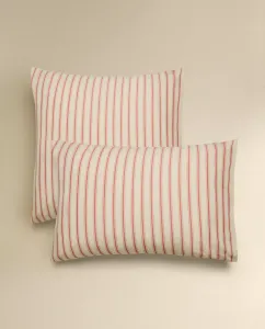 Наволочка Zara Home Striped Percale (300 Thread Count), 45x110 см, красный