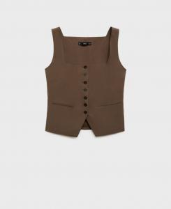 Женский хлопковый жилет для костюма MANGO, Brown