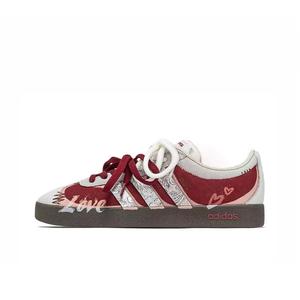 Adidas Neo Кроссовки для скейтбординга VL Court Lifestyle San Chuan, Deeply In Love, нескользящие, низкие, унисекс, красные, серебристые