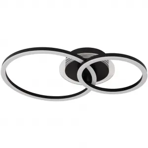 Потолочный светильник LED LORETTA, LED-модуль 1 шт., теплый белый - холодный белый, круглый, для гостиной и спальни Globo Lighting, Schwarz matt