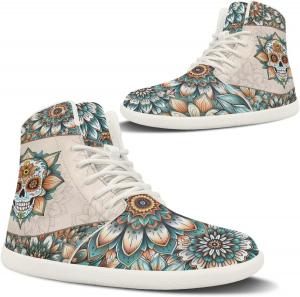 Pugasmiru Женские высокие кроссовки на шнуровке из искусственной кожи с плоской подошвой и декоративными ремешками, прогулочные кроссовки (белая подошва)