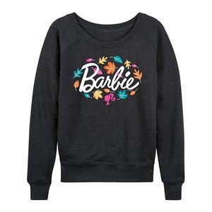 Футболка с длинным рукавом French Terry с листовым логотипом Plus size Barbie, Heather Charcoal