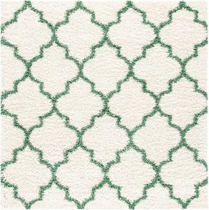 Ковер SAFAVIEH, 201 x 201 см, Venus Shag Collection - Ivory & Green, без линьки и простой в уходе, идеально подходит для помещений с высокой проходимостью в гостиной, спальне (VNS524A)