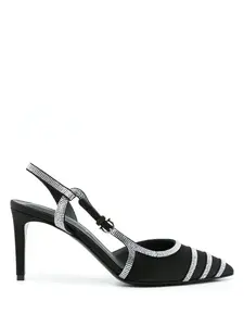 Туфли с ремешком на пятке и стразами Ferragamo, черный