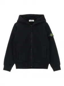 Худи на молнии с нашивкой-логотипом Stone Island Junior, черный