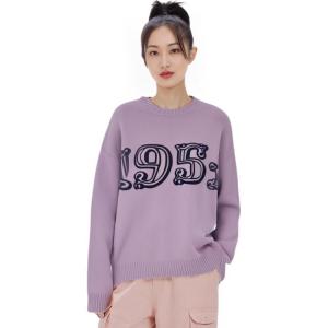 МаксМара Свитер с круглым вырезом и длинными рукавами, фиолетовый