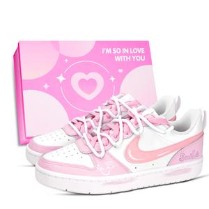 Детские кроссовки для скейтбординга Court Borough Low 2 с противоскользящей подошвой и износостойкими подошвами для подростков Nike, розовый/белый