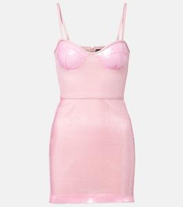 Мини-платье с пайетками David Koma, розовый