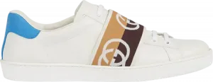 Кроссовки Gucci Ace Elastic Web Interlocking G - White Brown, коричневый