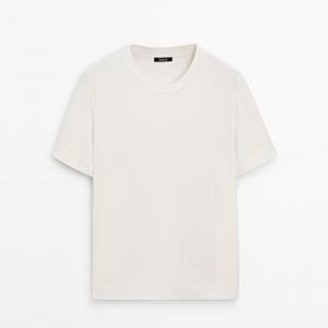 Футболка Massimo Dutti 100% Cotton Interlock Crew Neck, кремовый