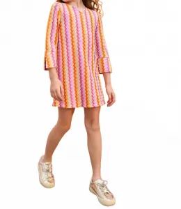 Детское мини-платье Natalie в миланском стиле с разноцветным зигзагообразным узором Bisby