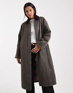 ONLY длинная утепленная куртка цвета стираного шоколада