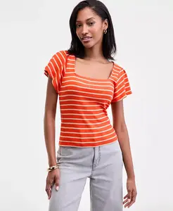 Женский топ с квадратным вырезом и рукавами-крылышками On 34th, оранжевый