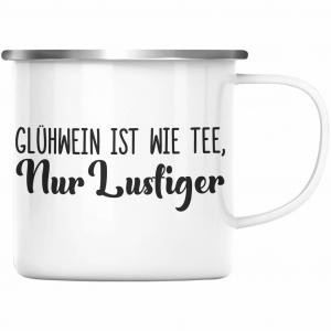 Тенденция - Эмалированная чашка для глинтвейна Смешная поговорка Чашка для глинтвейна с ручкой Эмалированные чашки для глинтвейна с двойными стенками Бокалы Рождественский рынок Кружка Эмалированные чашки Подарок - как чай (серебро) Trendation