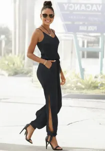 Комбинезон "буффало", с разрезами по бокам штанин, воздушный комбинезон, casual-шик Buffalo, черный