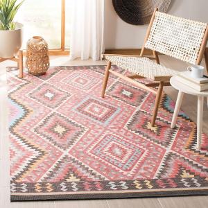 Ковер SAFAVIEH, 92 x 153 см, Marbella Collection, Red & Gold, ручной работы, марокканский бохо из хлопка, идеален для помещений с высокой проходимостью: прихожая, гостиная, спальня (MRB644Q)