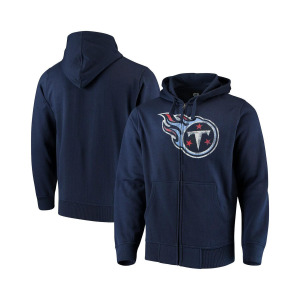 Мужская темно-синяя толстовка с капюшоном tennessee titans primary logo с молнией во всю длину G-III Sports by Carl Banks, синий