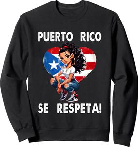 Толстовка для девочек Puerto Rico Se Respeta с сердечком и флагом Boricua Puerto Rico Se Respeta Collection, More Here, черный