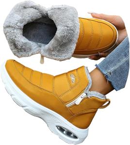 Зимние женские ботинки с утеплителем, меховой подкладкой и воздушной подошвой, водонепроницаемые ботинки для снега, слипоны на щиколотку, удобные для прогулок на улице с боковой молнией, теплые, мягкие, противоскользящие походные ботинки Generic, K