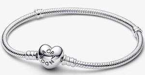Браслет Pandora Moments Heart Clasp Snake Chain, серебро