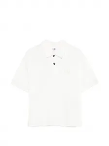 Поло с пуговицами и логотипом C.P. Company Kids, белый