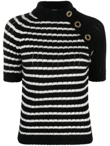 Полосатый топ из смесового кашемира BALMAIN, черный