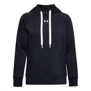 Толстовка rival fleece hoodie 'black white' Under Armour, черный