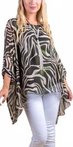 Seta Zebra Print Kaftan Top In Olive GIGI MODA